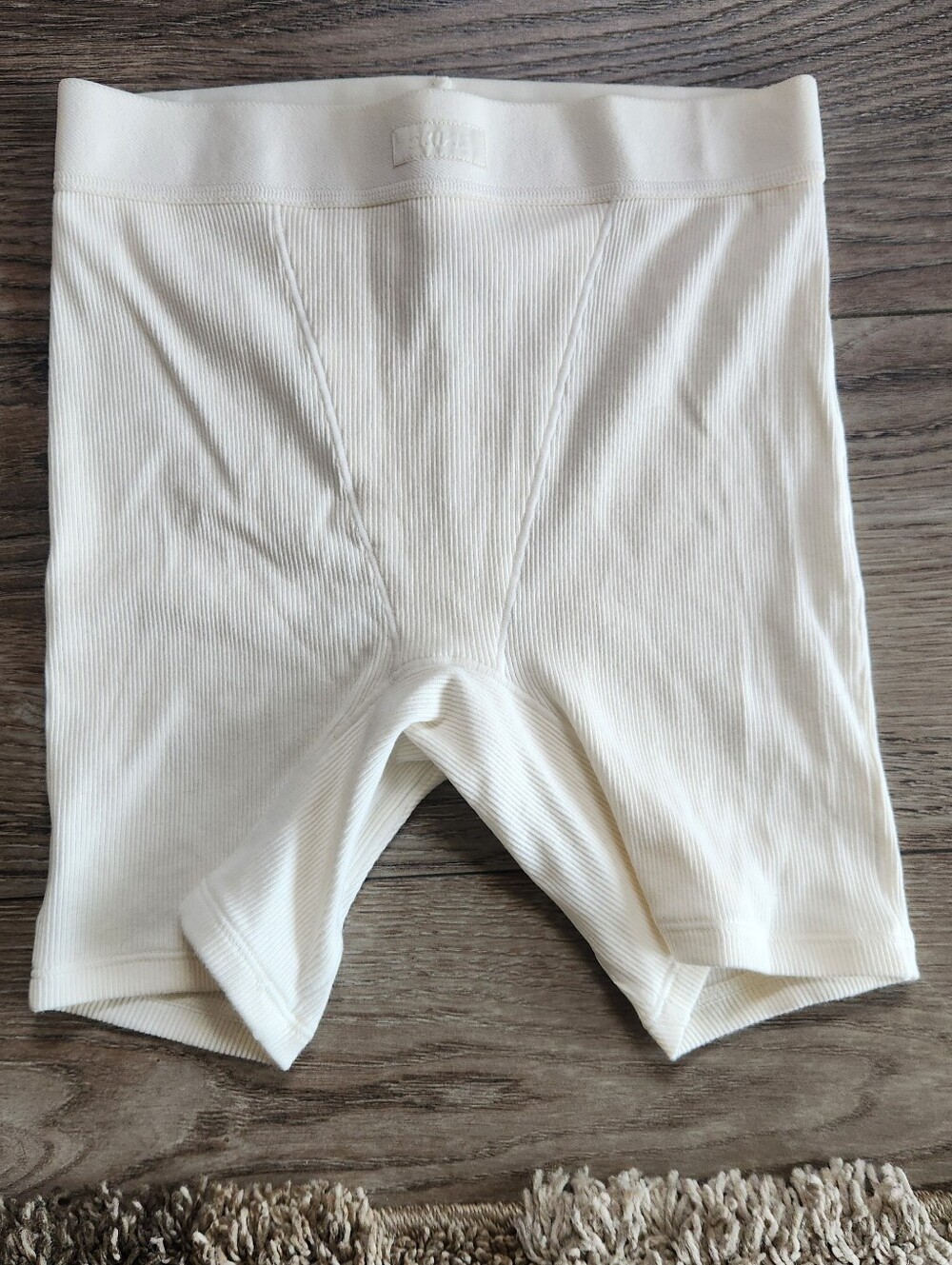 Skims bone cotton ribbed boxer short XS